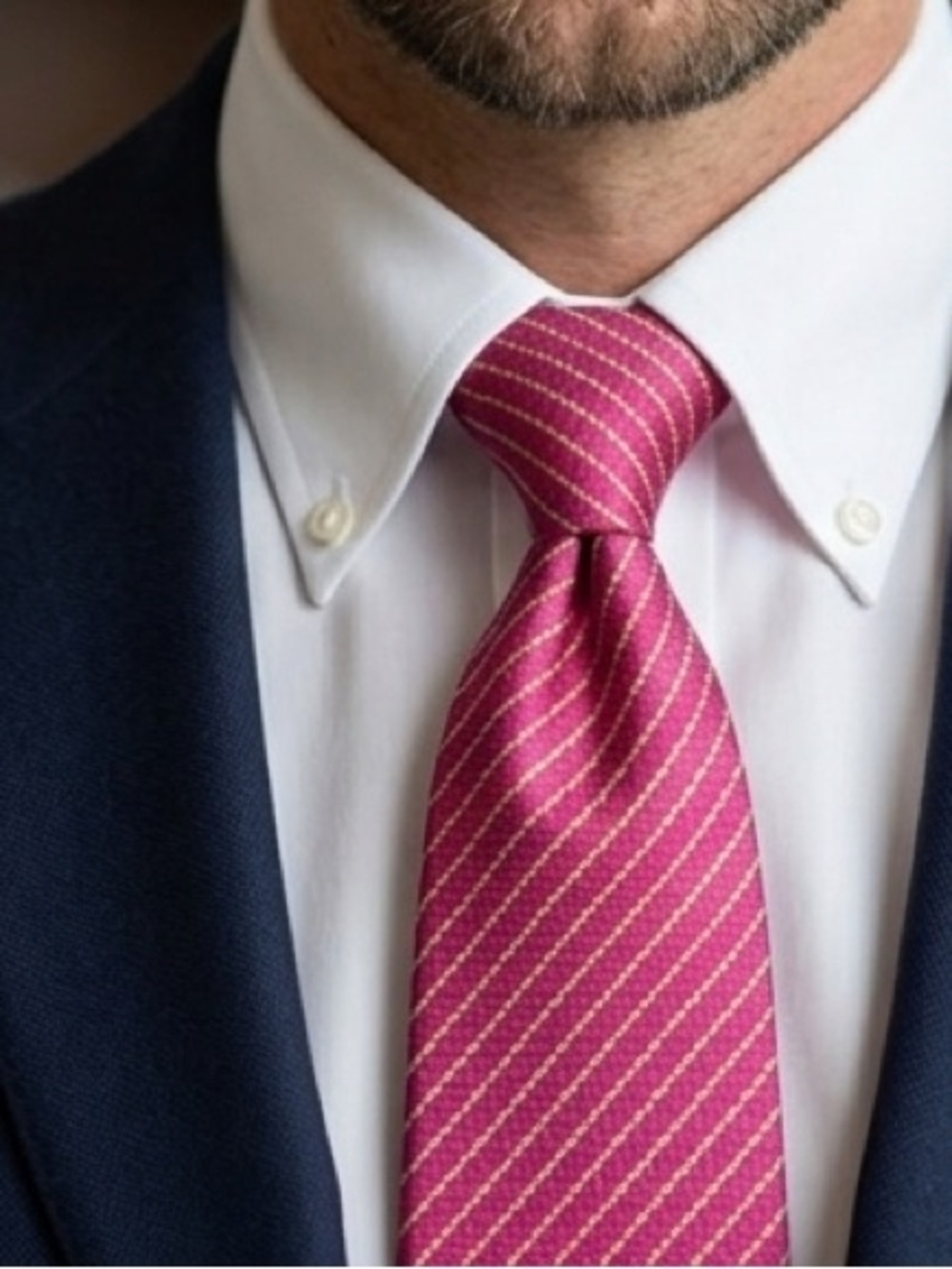 PINEDA COVALIN Correos de Mexico Pink Striped Silk Tie